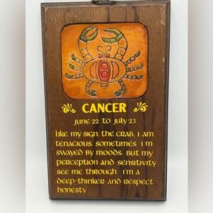 Cute Horoscope Wooden Sign - Cancer